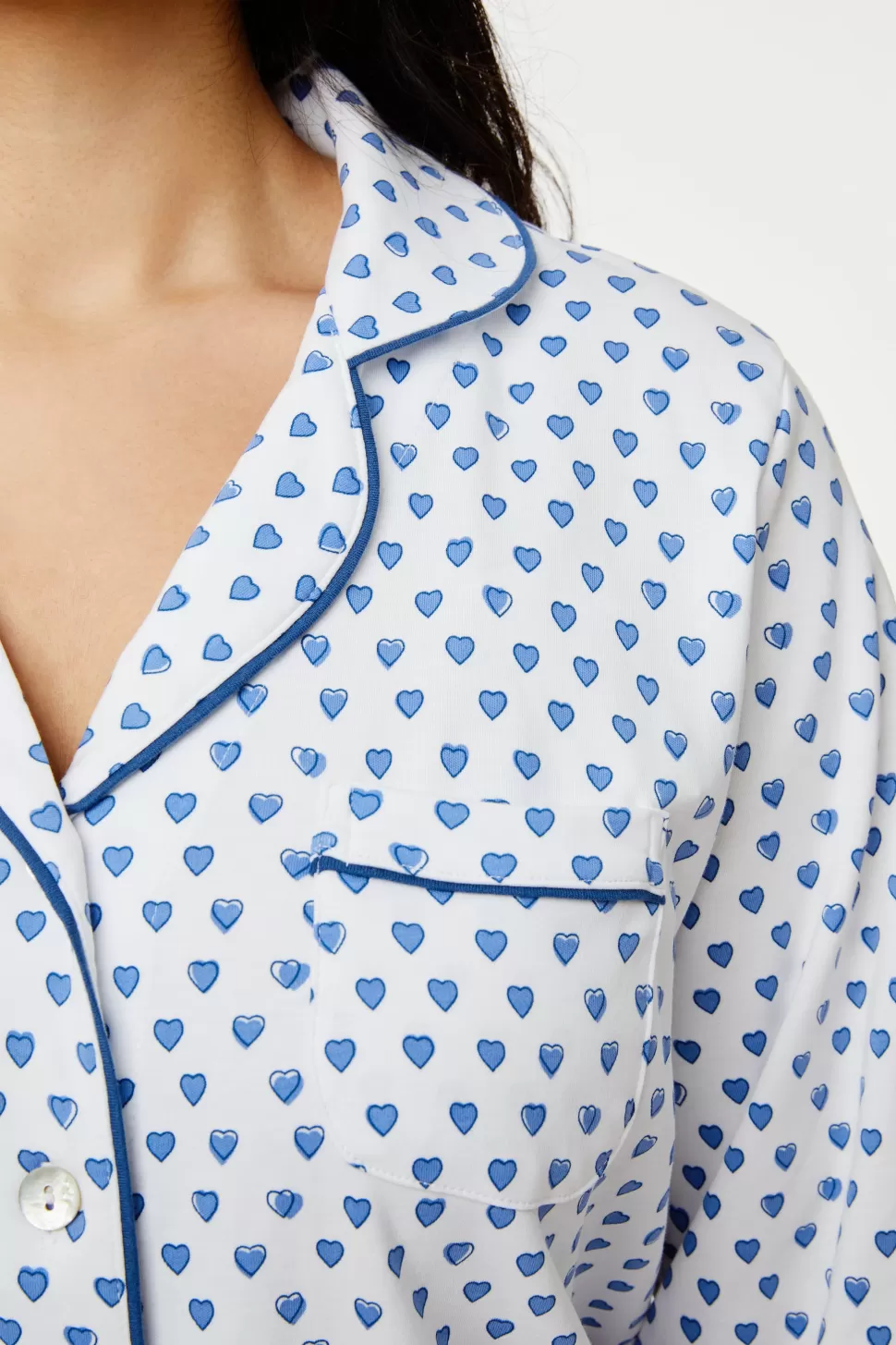 Roller Rabbit Hearts Long Sleeve Polo Pajamas Blue Store